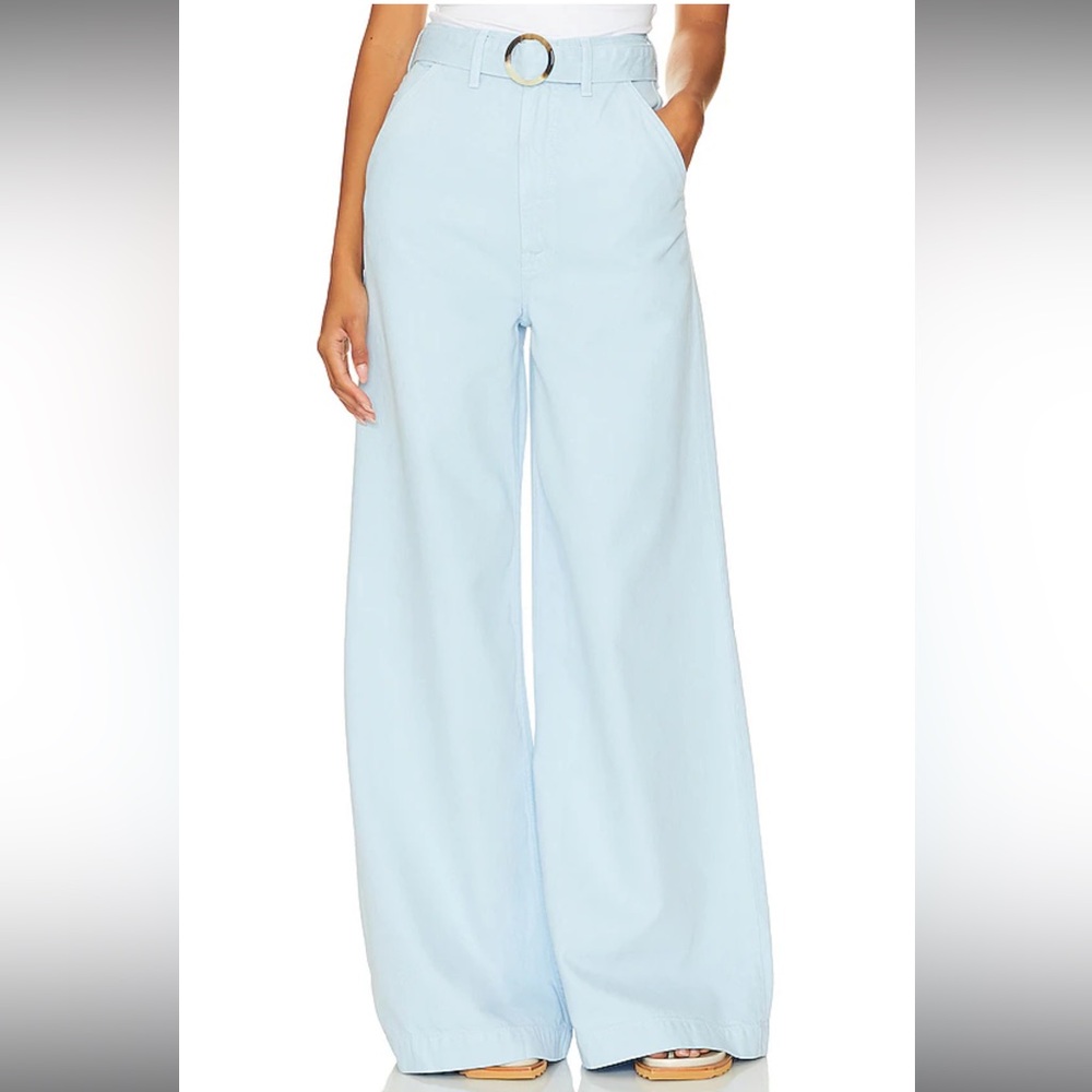 MOTHER womens Denim SNACKS! The Sugar Cone Prep Heel Blue Barrymore Wide Leg